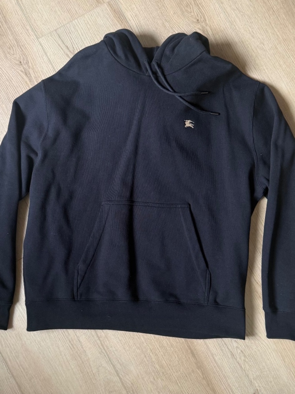 Burberry Black Cotton Hoodie XL Nova Check Knight Logo Embroidered Portugal